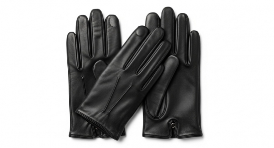 Black Touchscreen Leather Gloves